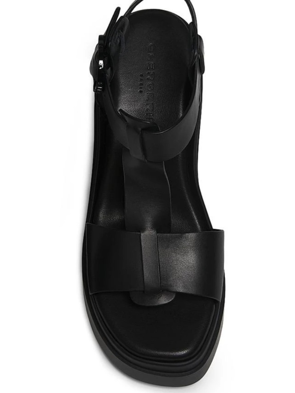 Robert Clergerie Black Leather Platform T-Strap Sandal 38.5